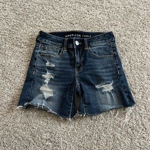 American Eagle Next Level Stretch MIDI Distressed Shorts